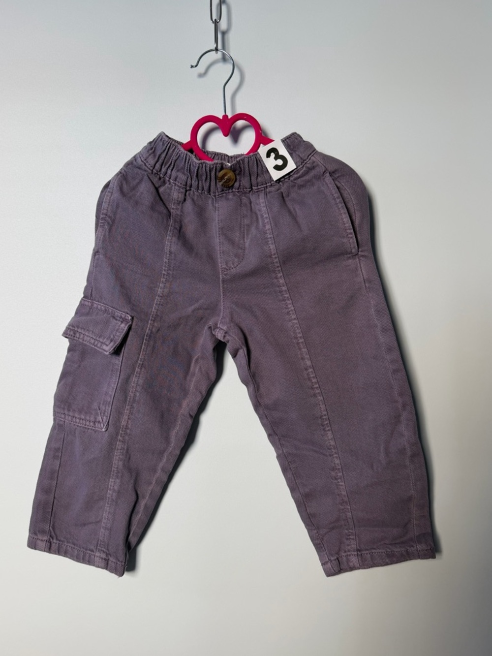Kids Purple Cargo Pants - Elastic Waist